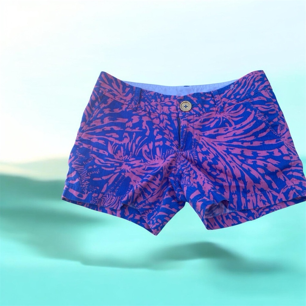 Printed Blue & Pink Women's Casual Shorts